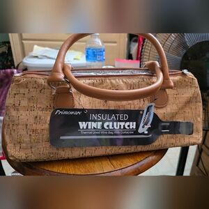 Primeware Insulated Wine Clutch - Cork Pattern Brown